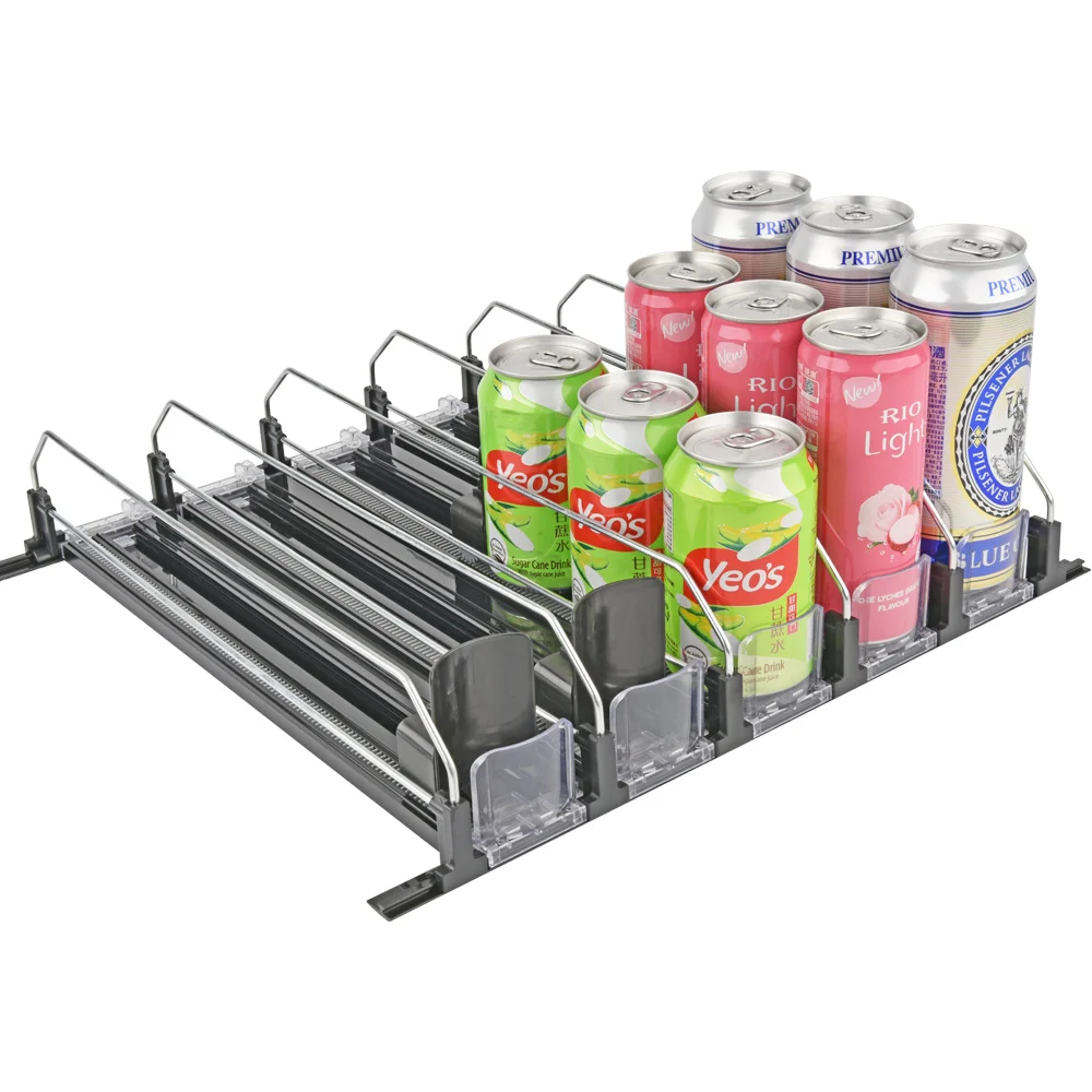 Self-pushing Beverage Bottle Organizer System for Shelf Display Pusher Glide