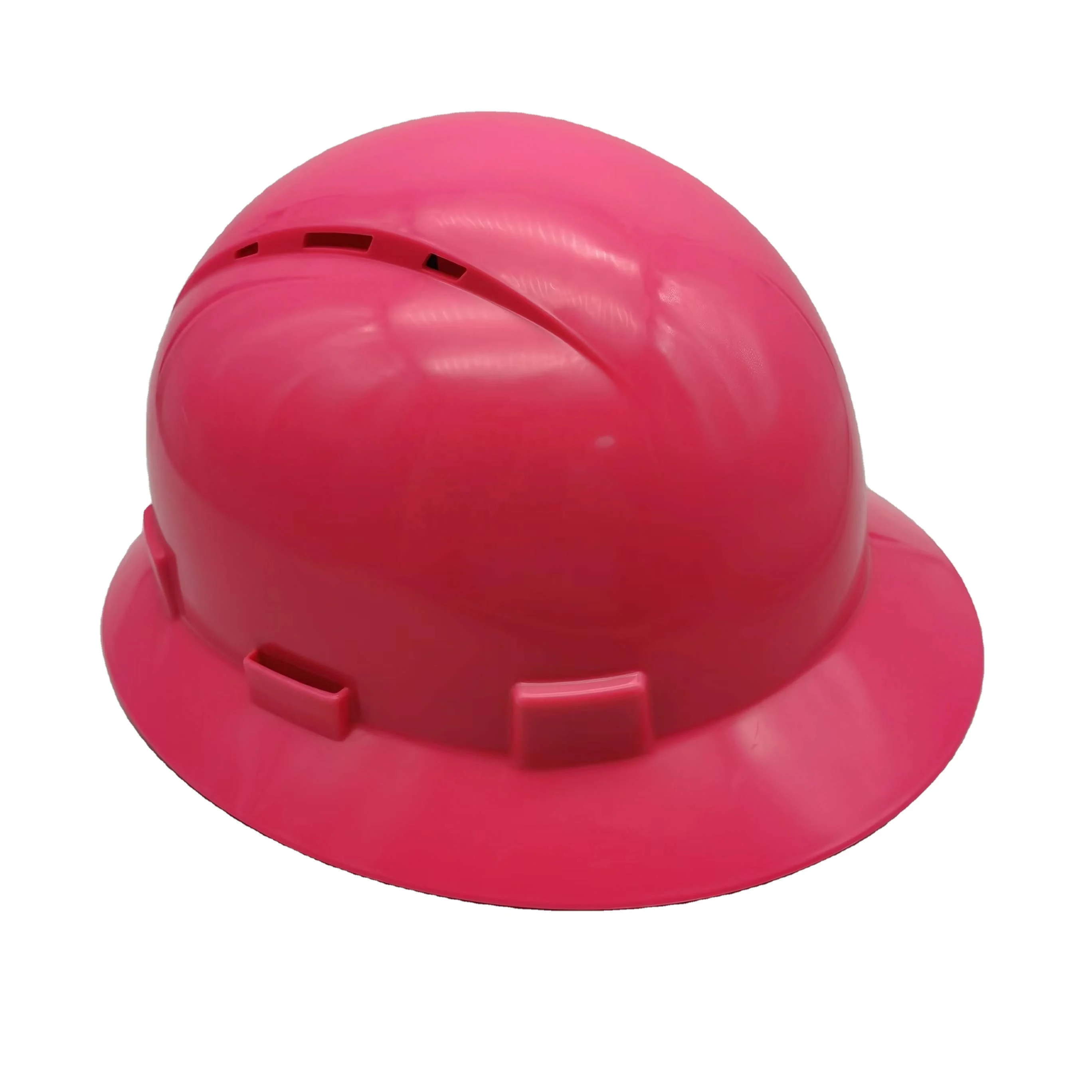Pink industrial work construction women safety helmet full brim vented pe hard hat with ansi