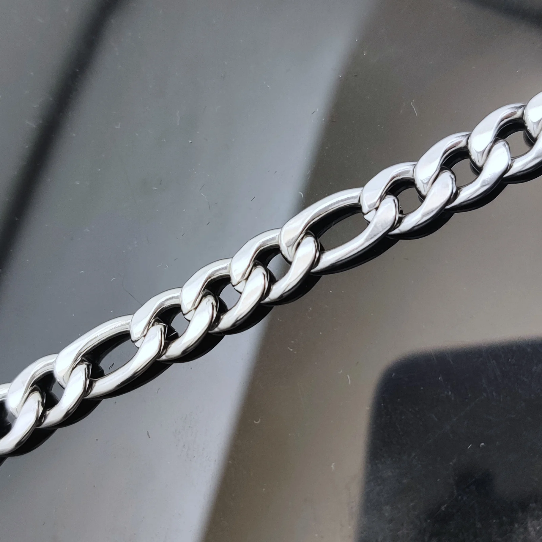 Fashion Hip Hop Jewelry Unisex Jewellery Italiant 925 Silver Curb Link Mens Figaro Chain Bracelet Necklace