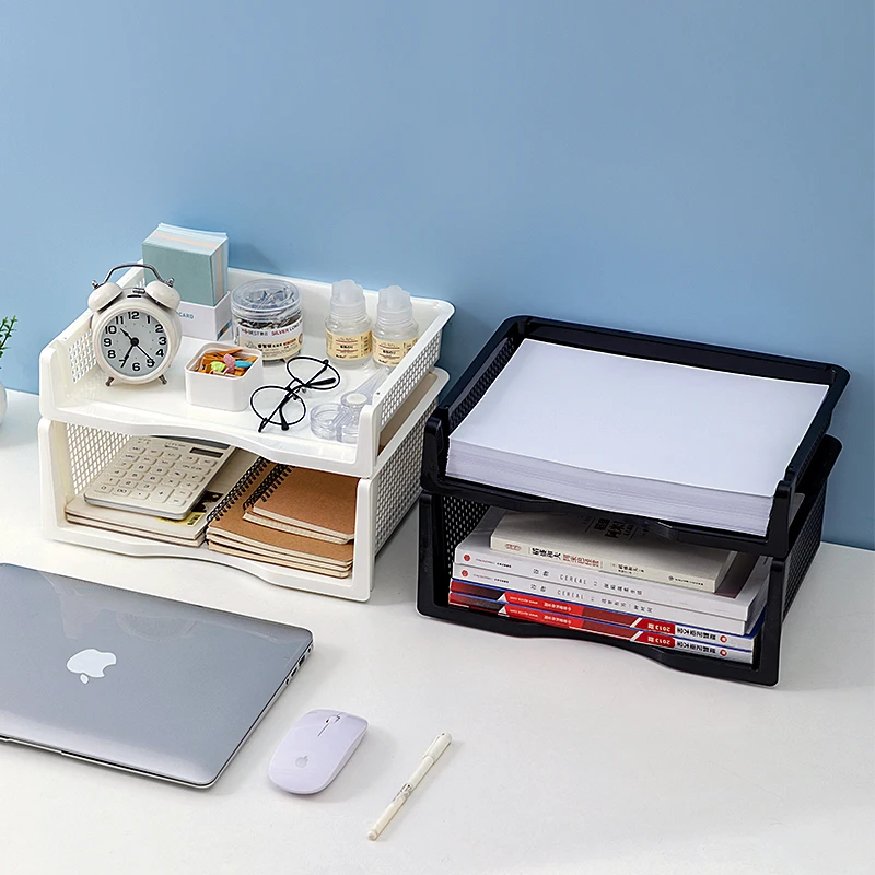 New Top Quality Office Desktop Stationery Organizer Paper File Document Sorter Rack stacked Plastic Organizer Basket