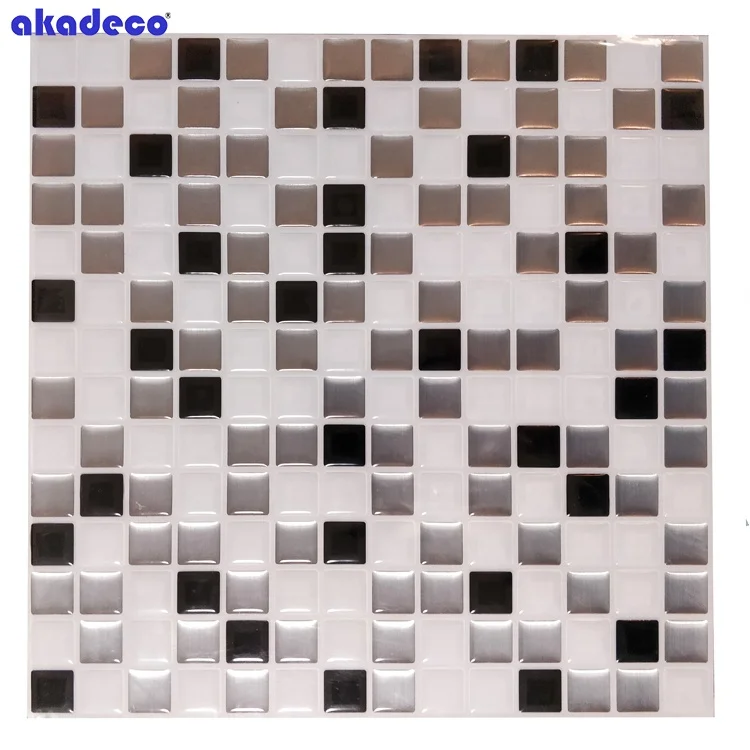 New Arrival 10x10 Inch 3d effect PVC Peel and Stick Wall Tiles for Kitchen & Bathroom Backsplash
