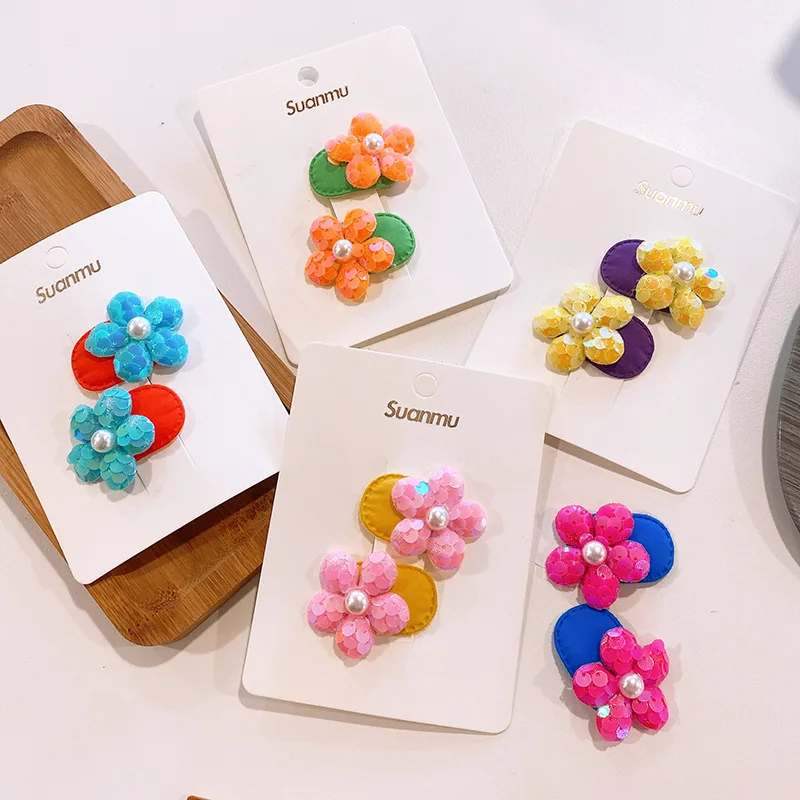 Korean Style Small Sequin Flower Hairpin Cute Children 3cm Mini Sequin Flower Hair Clip