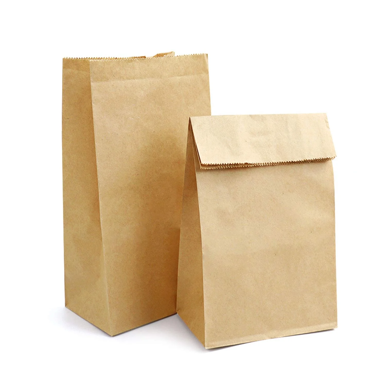 Disposable Biodegradable Coffee Bean Take Away Bakery Square Bottom Customized Color Food Kraft Brown Paper Bag No Handle