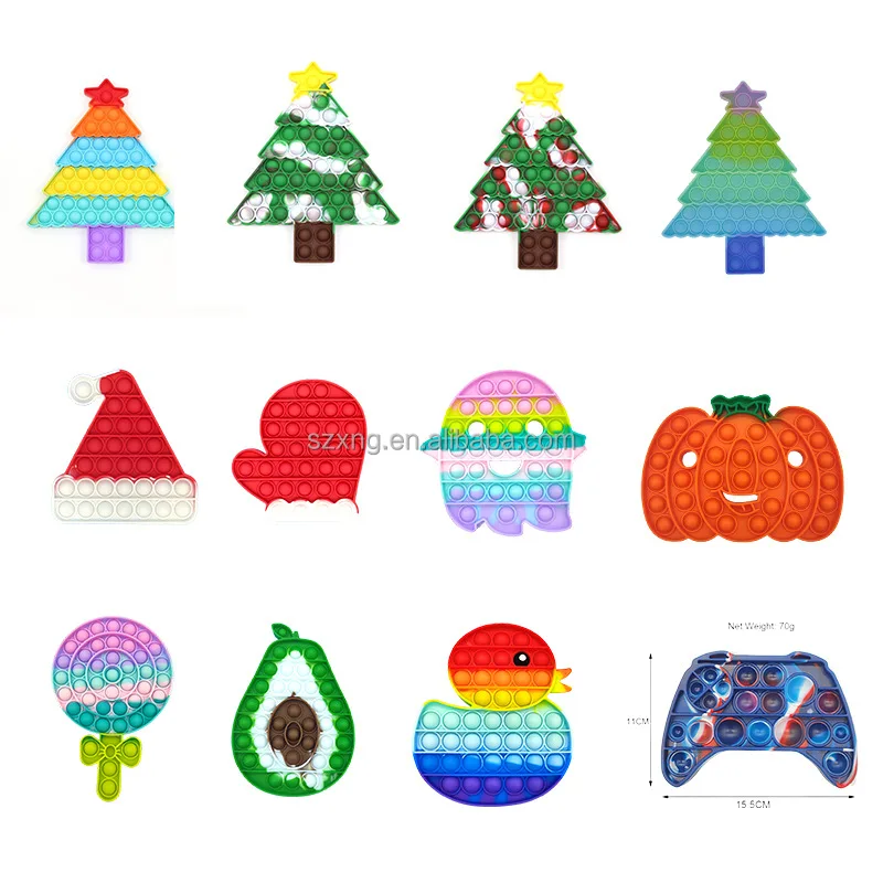 silicone manufacturers christmas rainbow tree push pop gifts toy push pop game board Bubble Fidget Sensory fidget toy kids