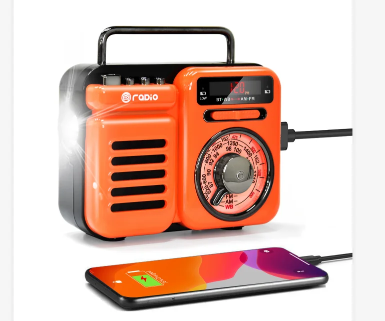  ODM 2000mAh Динамо фонарик радио рукоятка TF карта с mp3