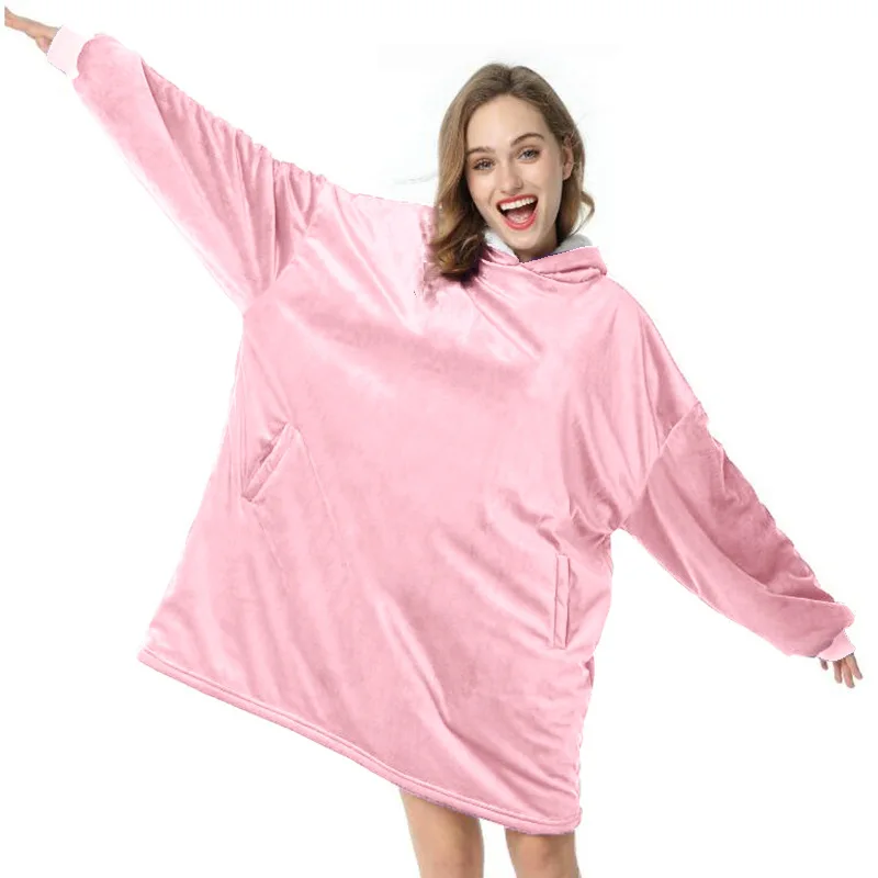 MU Eco friendly hoodie blanket casual TV warm lazy blanket hoodies femmes oversize wearable blanket for sale