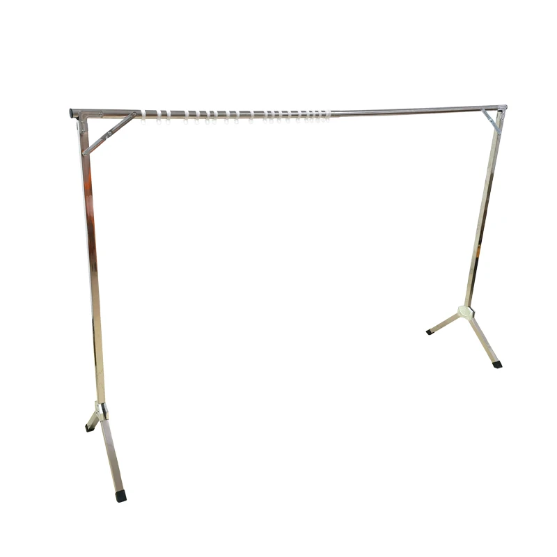 Stainless steel single pole foldable multifunctional clothes drying rack installation free towel rack
