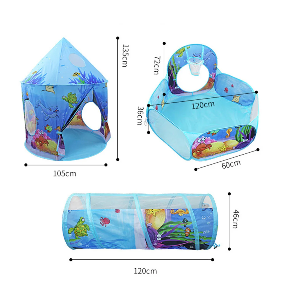 Portable 3 In1 Baby Tent, Kid Crawling Tunnel Play Tent House Ball Pit Pool Tent For Children Toy Ball Pool Ocean Ball Holder Se