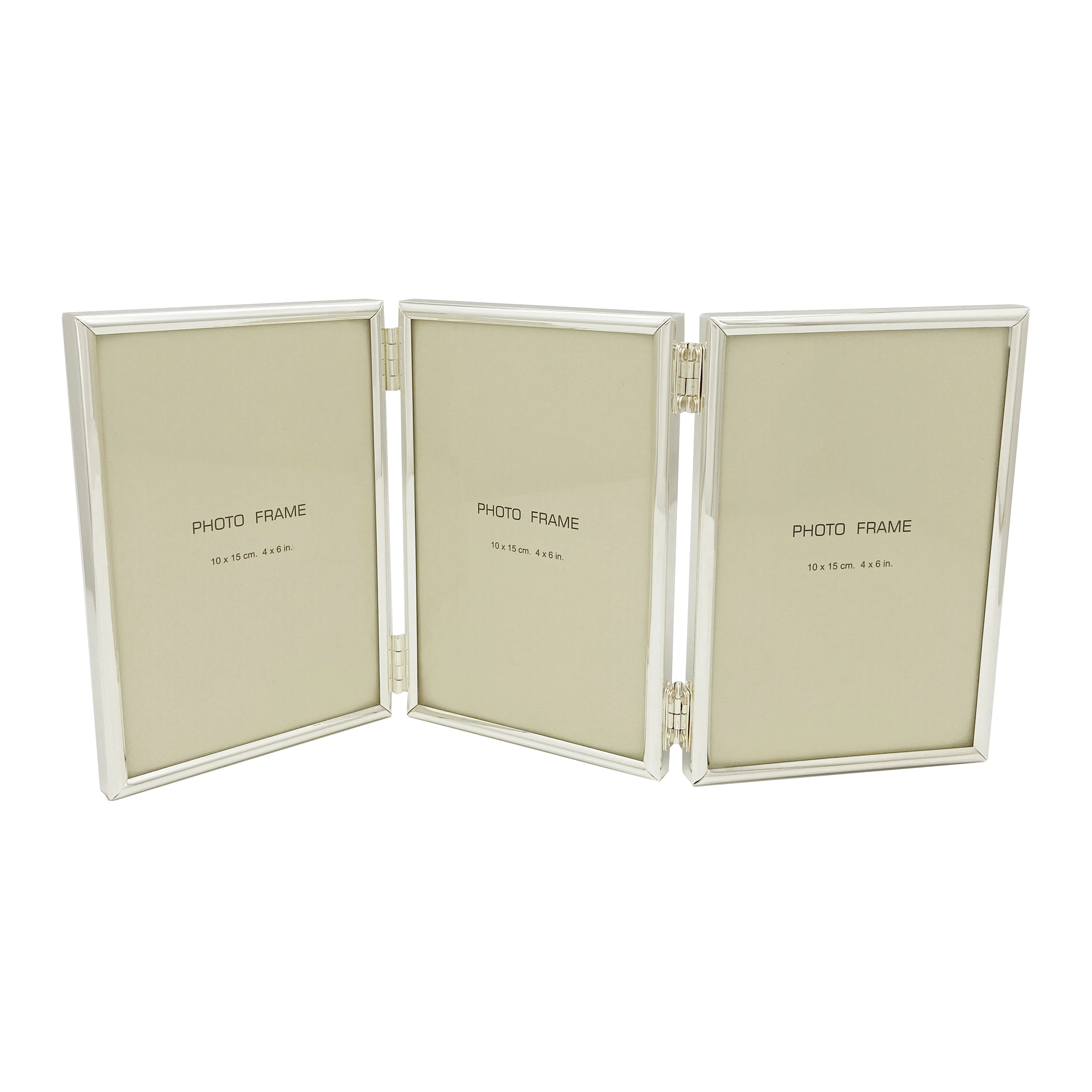 Roll Form Iron Silver Plated Photo Frame Three Sided Picture Frame