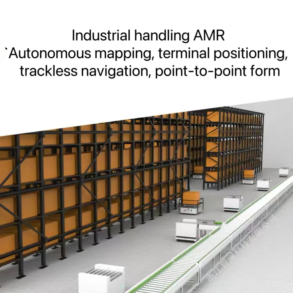Indoor AGV/AMR Automatic Laser Magnetic Stripe Navigation Line Controlled Unmanned Load Carrying Robot