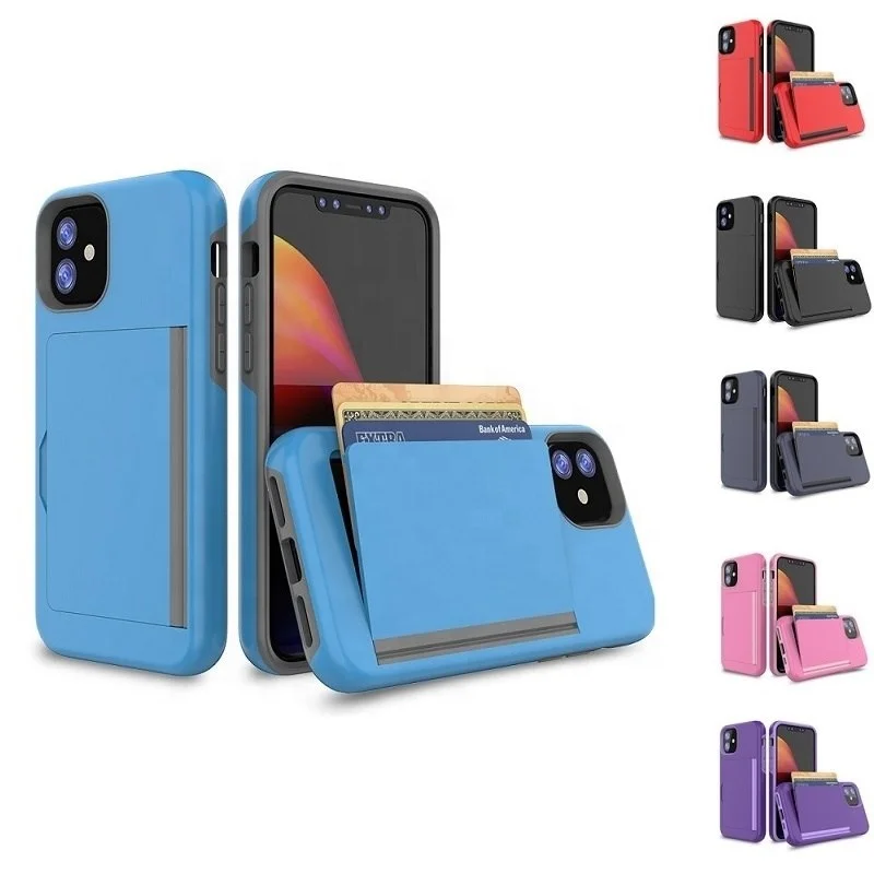 3 in 1 Credit Card Holder Smartphone Slot Mobile Phone Cases for iPhone 11 11pro max Leather Case