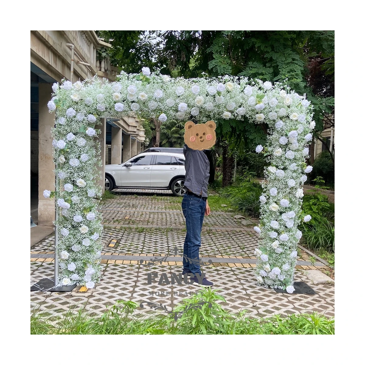 Artificial flower moon gate wedding arch decorated flower metal arch for wedding background Flower arch gate