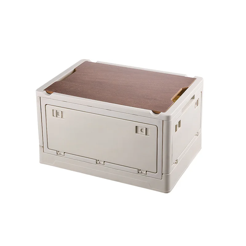 Folding box PP material and solid wood material clothing Square storage box Snack storage kit clothes storage