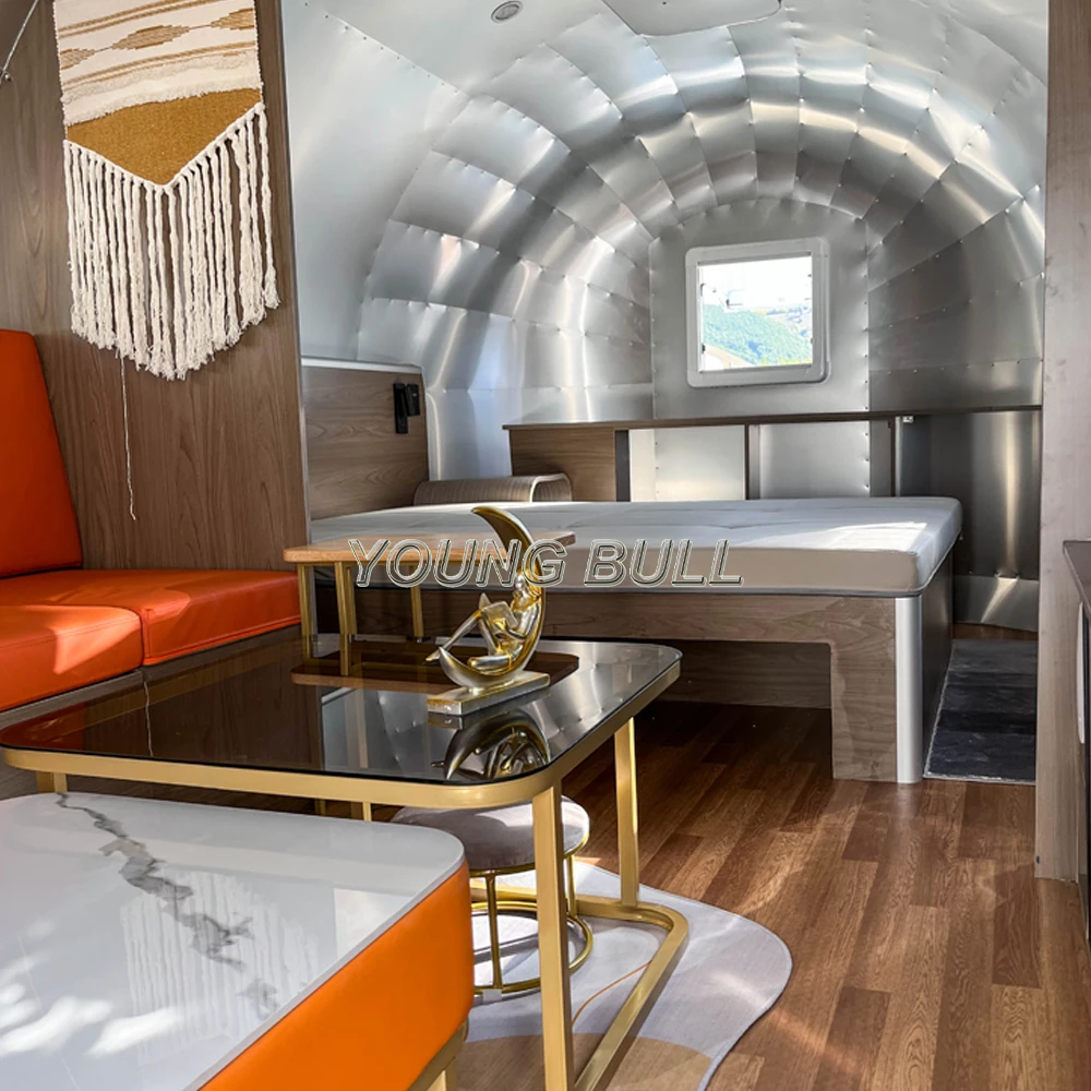 Youngbull Bowlus Popular vintage camper caravan travel trailer Custom Size Camping Caravan Motorhome Mobile