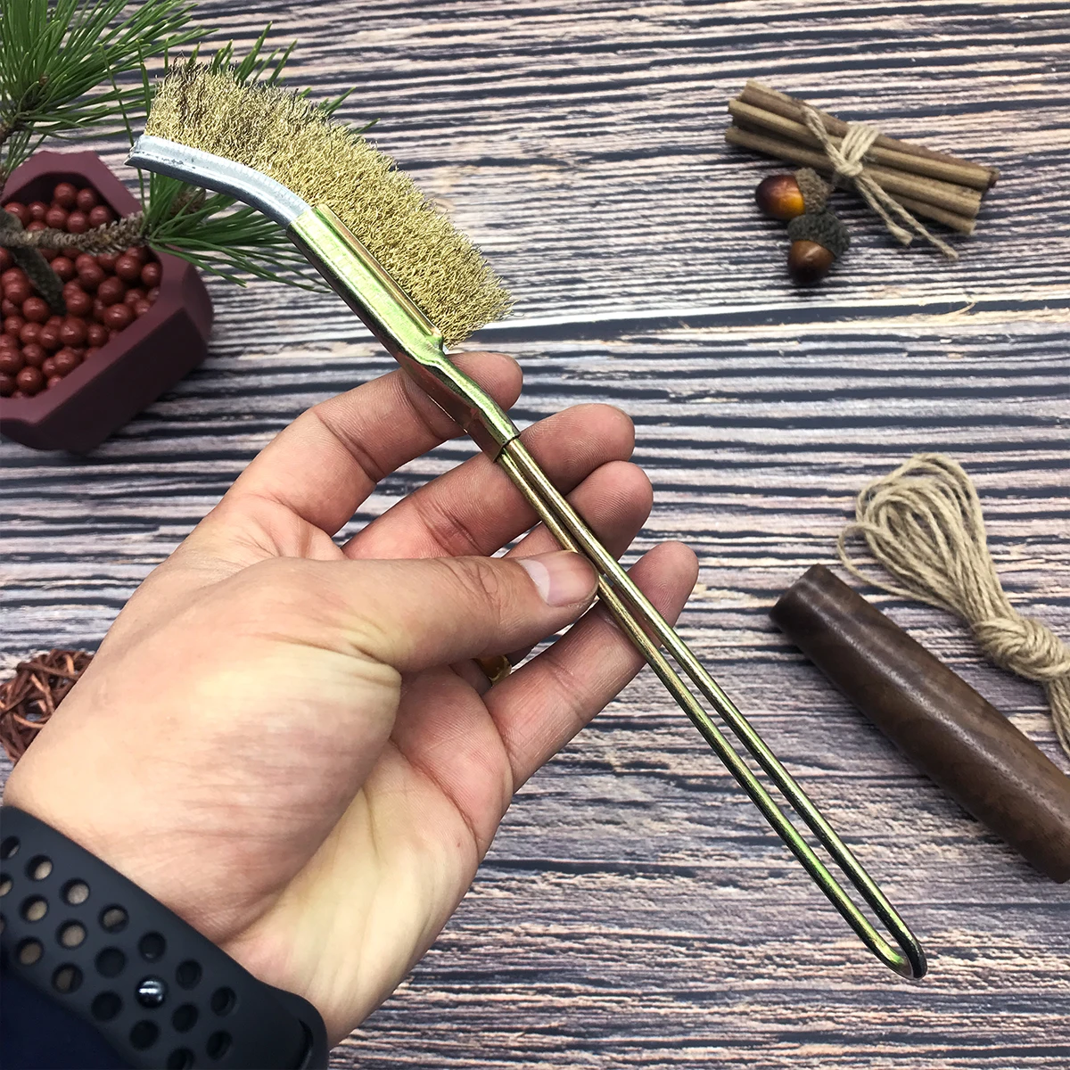 Bonsai brush  Curved head 220mm long handle gardening brush Garden Washing Tool Soft Bonsai Brush