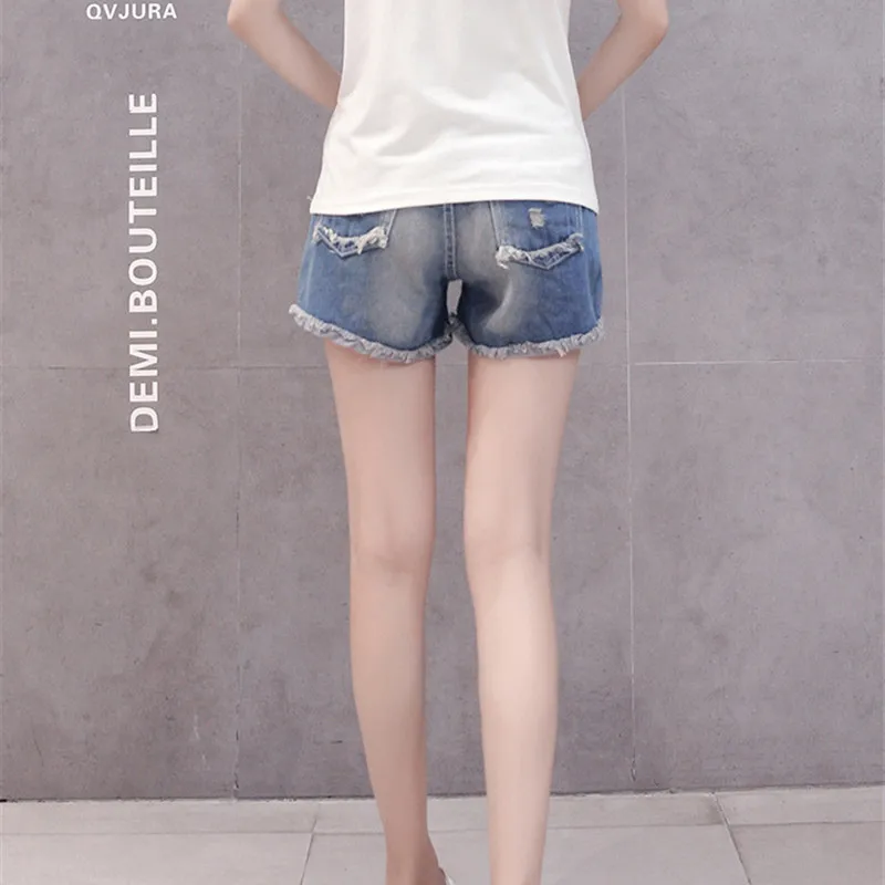 Летние модные рваные джинсовые шорты с эффектом подтяжки живота для мам и беременных женщин, новинка 2019
