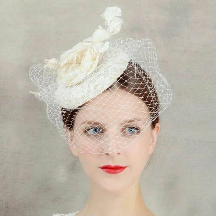 Wedding Party Lace Covered Base Veil Bridal Hair Accessories Fascinator Hat