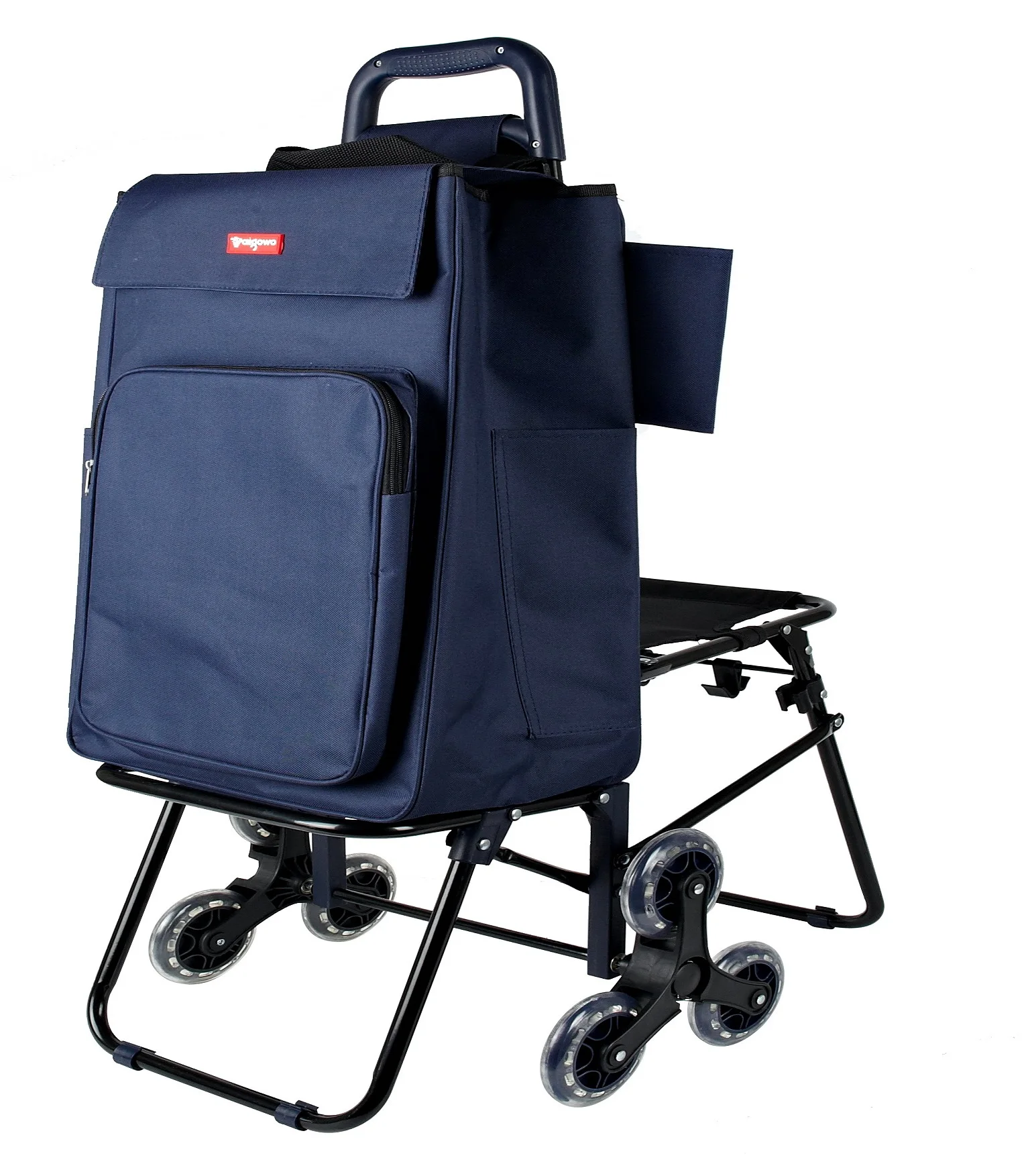 2024 practical colorful convenient fold up shopping trolley bag with seat for elder