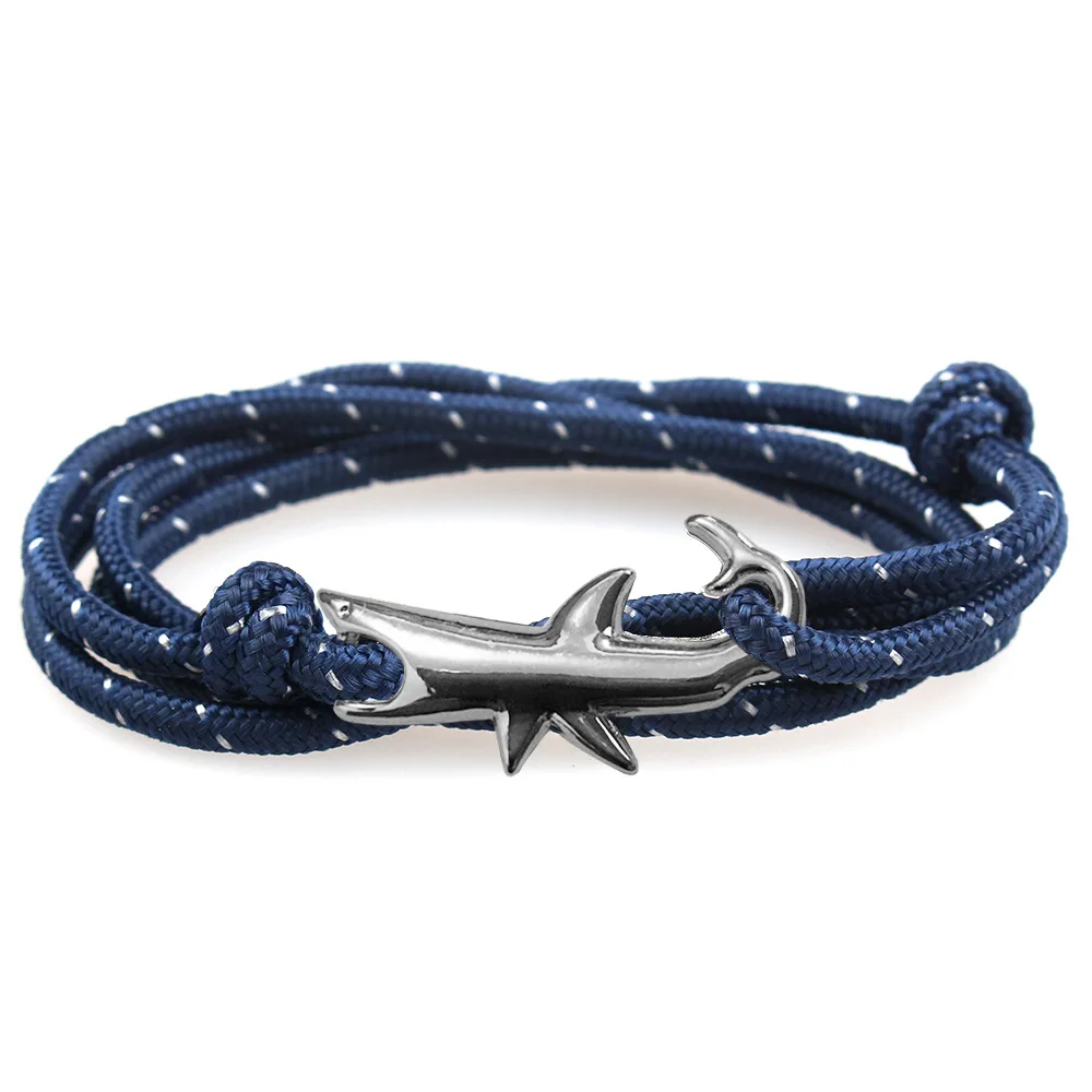 Shark Anchor Bracelets for Wholesale Viking Style Gun Metal Multi Colors Sailors Rope Bracelet Chain & Link Bracelets Customized