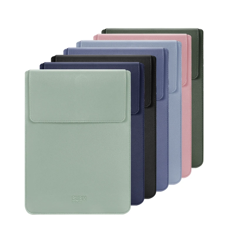 BUBM 12-15 Inch Travel Slim Tablet Pouch Case Lovely PU Leather Hard Shell Waterproof Laptop Sleeve with Stand for Macbook Air