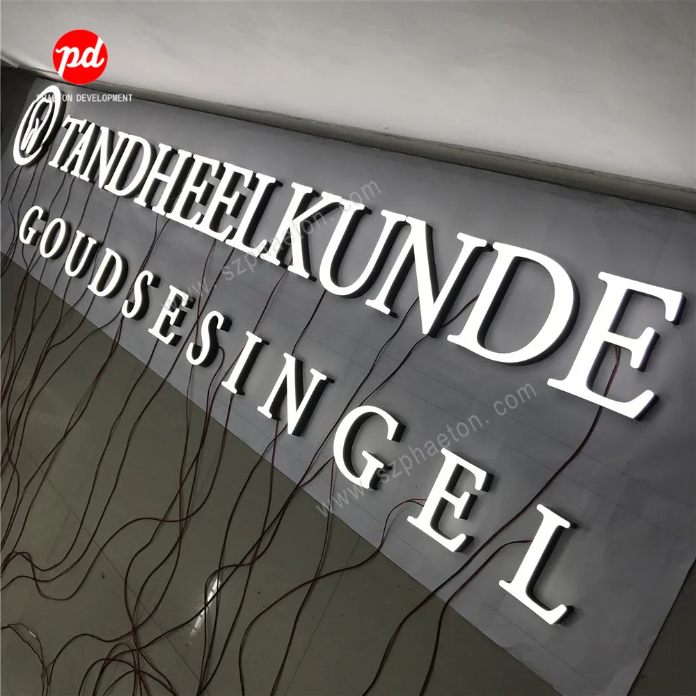 Custom Led Dental Hospital Sign 3D Metal Frontlit Facelit Channel Letters for Office Shopfront Company Logo Advertising Sign