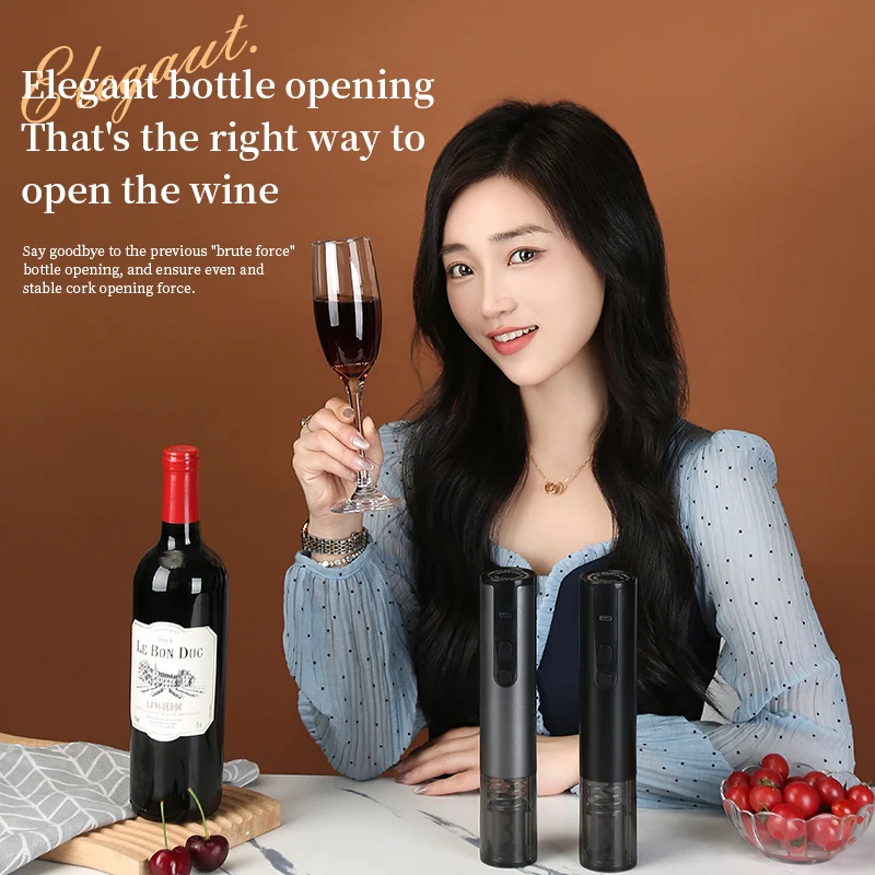 Electric Wine Bottle Opener with Automatic Corkscrew Feature Mini Stainless Steel Kitchen Tool Customizable Small Size