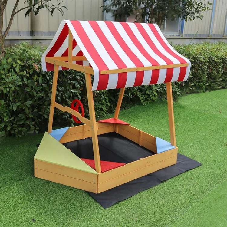 Outdoor Hemlock garden boat Sand box shape Playground Wooden Sandpit for kids