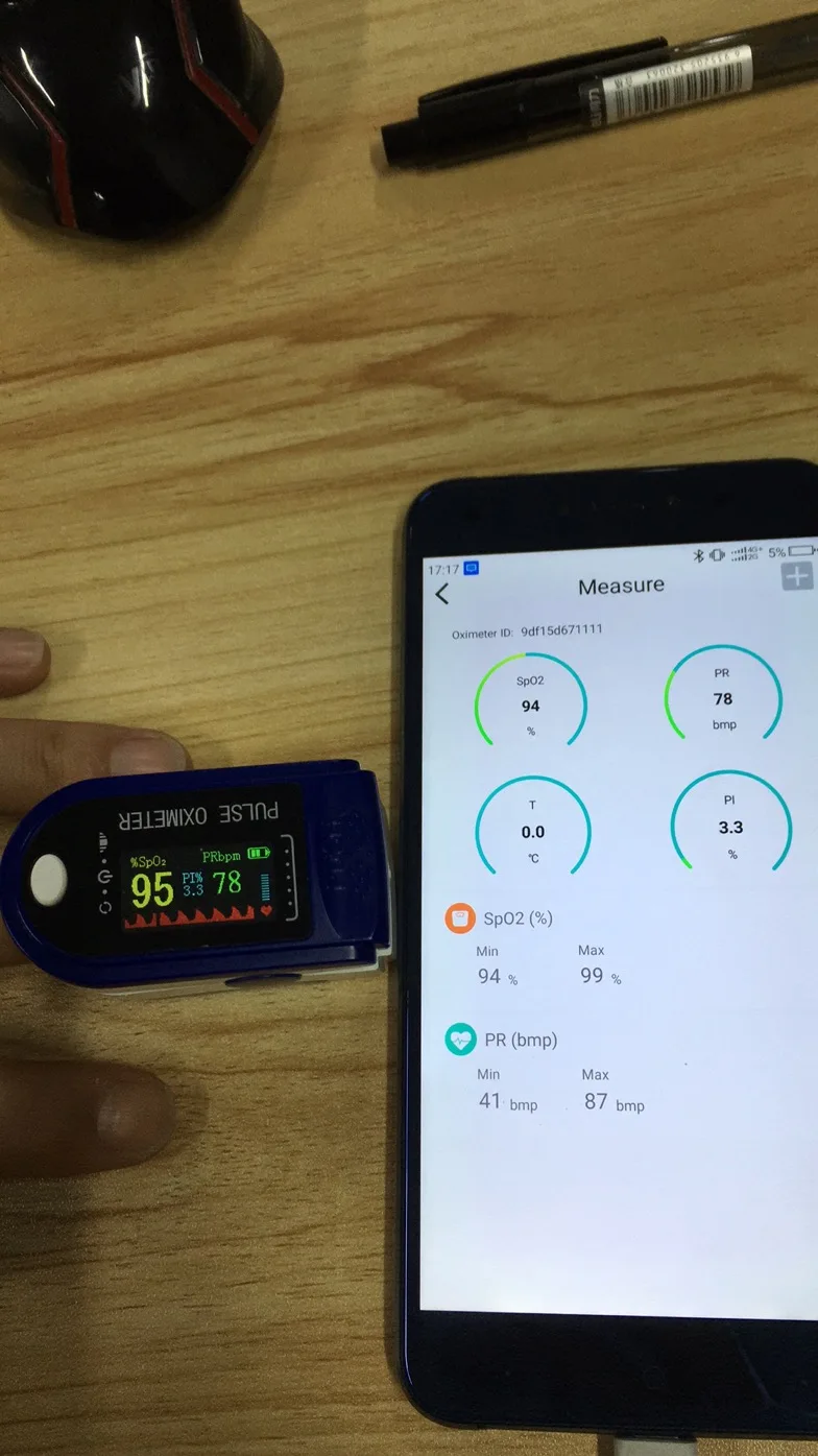 
Blood oximeter factory direct mobile phone APP Bluetoo th link finger clip TFT display pulse oximeter 