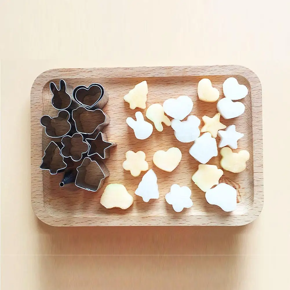 
10pcs/set Fruit Cookie Cutter Mold Hedgehog Box Design Mini Stainless Steel Mould Biscuit Fondant Kit 