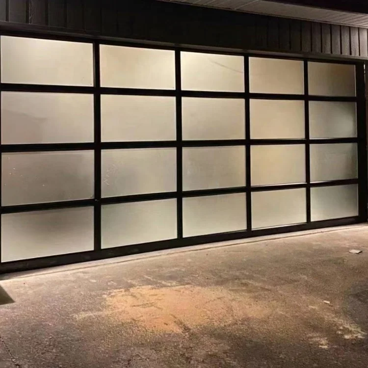Zekin Hurricane Resistant Sectional Electric wooden Garage Door Automatic Fullview Aluminum frosted or clear Glass Garage Doors