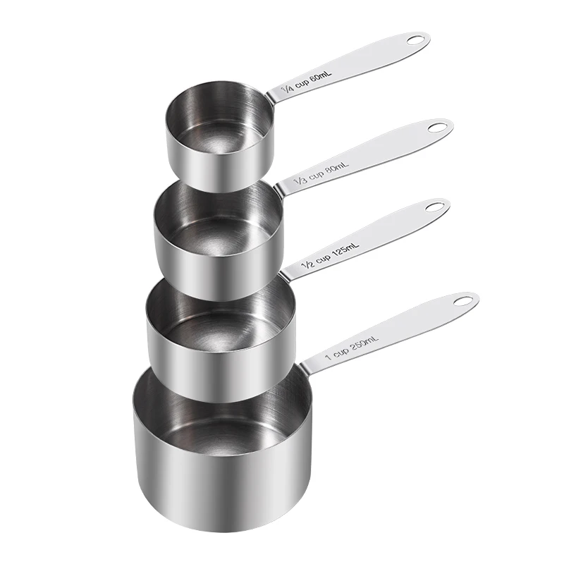 Stainless Steel Measuring Cup Set of Four Pieces Advanced Stackable Spoon Gift Dry Liquid Ingredient