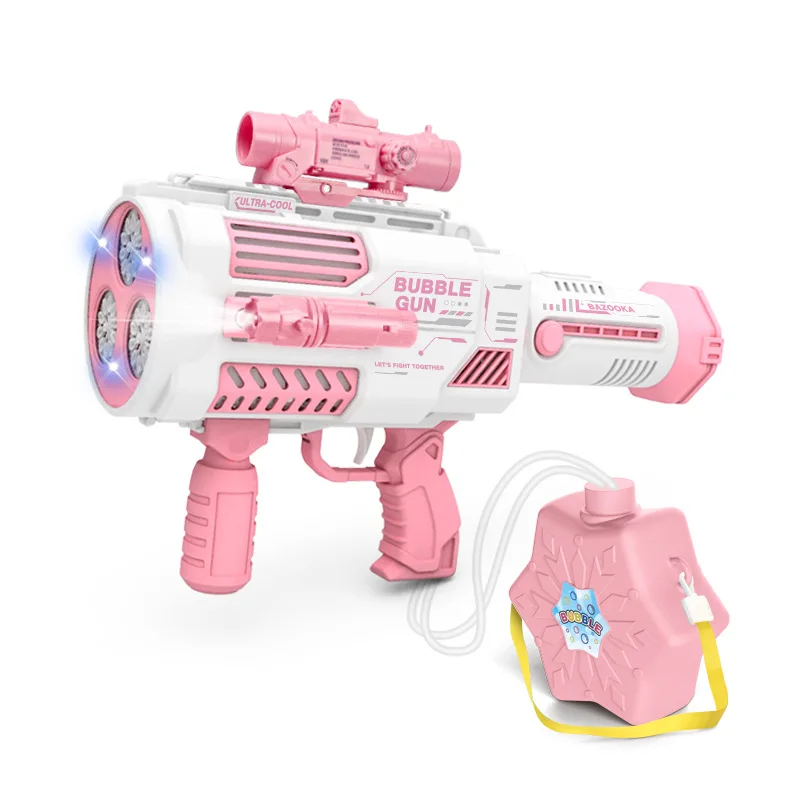 With light Rocket bubble gun machine toy outdoor summer Built in bubble liquid multi-color electric rocket bubble gun