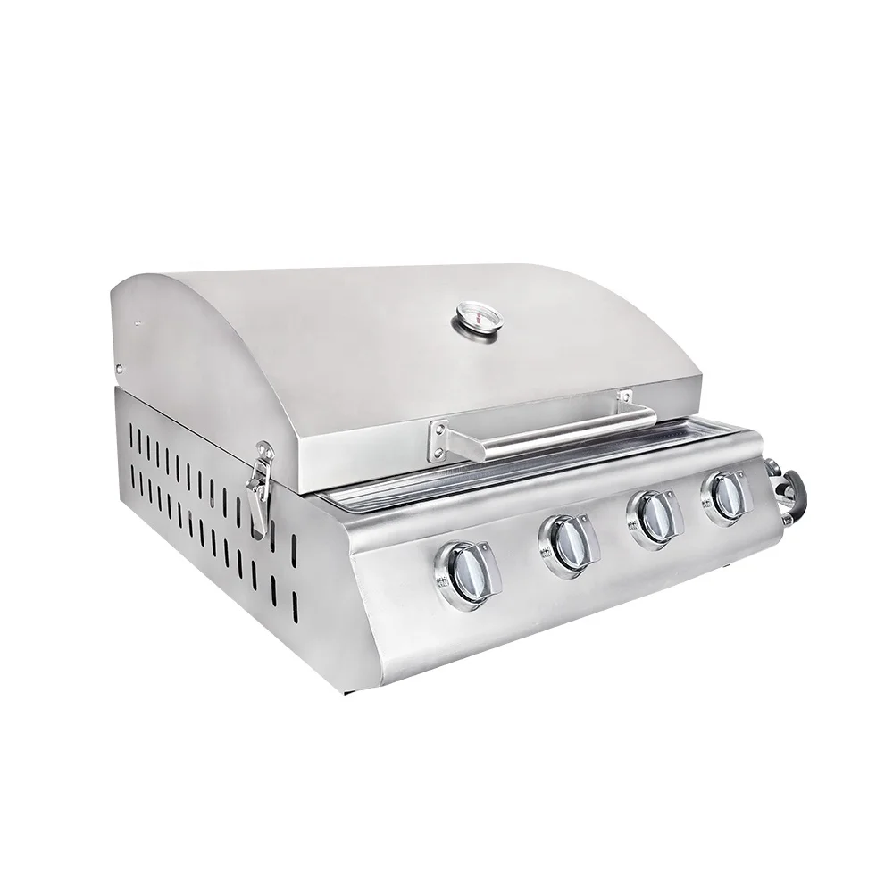 4-Burner Stainless Steel Tabletop Barbecue Cooker for Outdoor Cooking Patio Garden BBQ Picnic