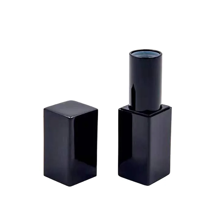 Retro style high-grade black square magnet metal lipstick tube lip balm container