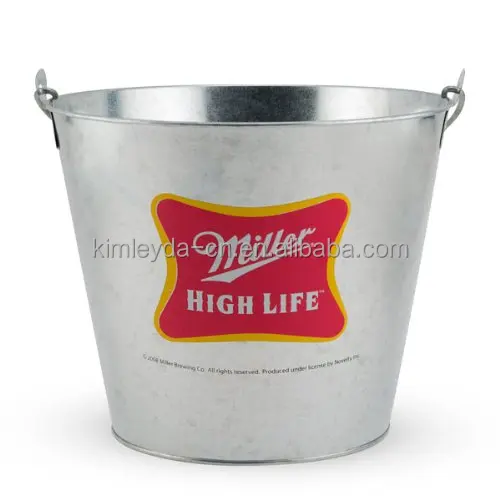 High Quality Round shape Metal Golden Color Galvanized Steel Beer Wine Ice Tin Bucket for bar