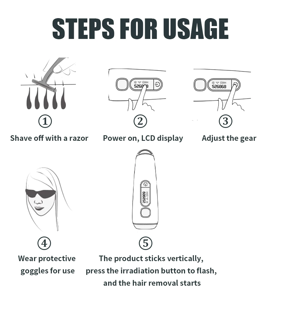 
Painless Permanent Hair removal Device Upgrade to 999,999 Flashes Hair Removal Device Epilation for Facial Legs Armpits Body 