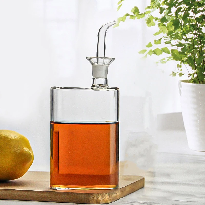 56H Stainless Steel Oil Bottle Borosilicate Glass Container Kitchen Seasoning Container Sauce Vinegar Bottle Oil Dispenser