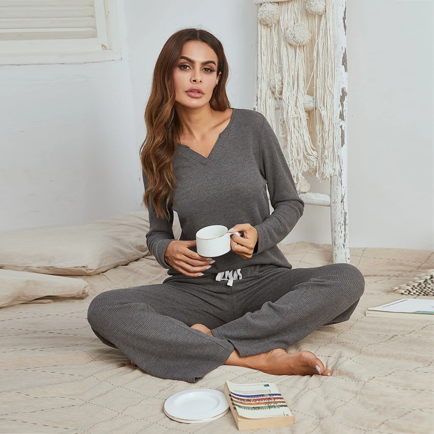Supplier custom summer long sleeve elegant sleepwear pijama femme for women nightwear cosy modest family ladies sleepwear
