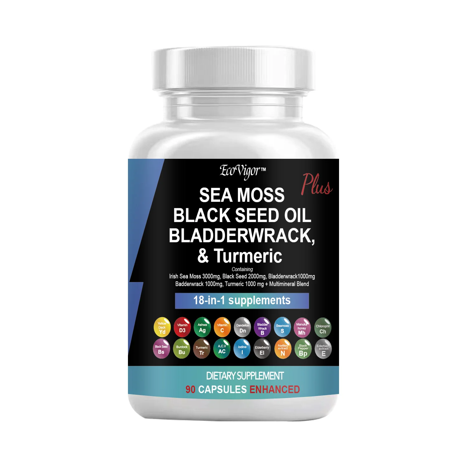 Black Seed Oil  Bladder Wrack  Turmeric 18-in-1 Supplements Joint Support  Sea Moss Capsule