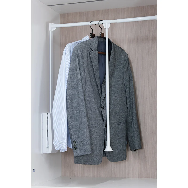 Double buffer lifting rod for clothing hand lift clothes drying rack