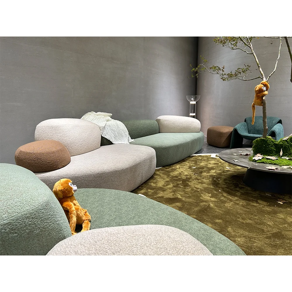 New cobblestone stone sofas nature design fabric sofa set modular combination sectional couch rubble furniture pebble sofa