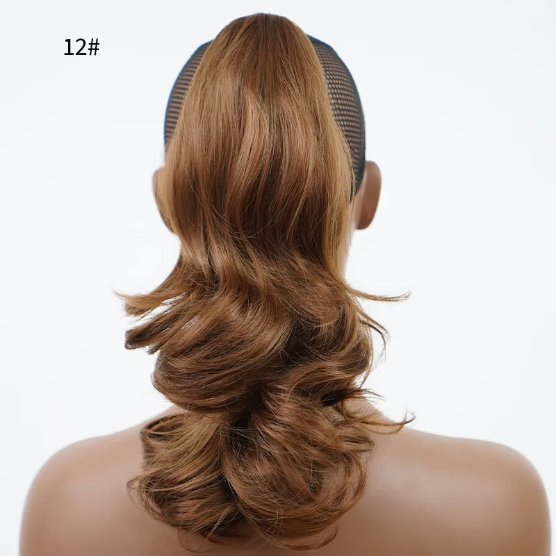 Synthetic Claw Clip Ponytail Hair Extensions Short Curly Natural Tail False Hair For Women Horse Tail Black Hairpiece