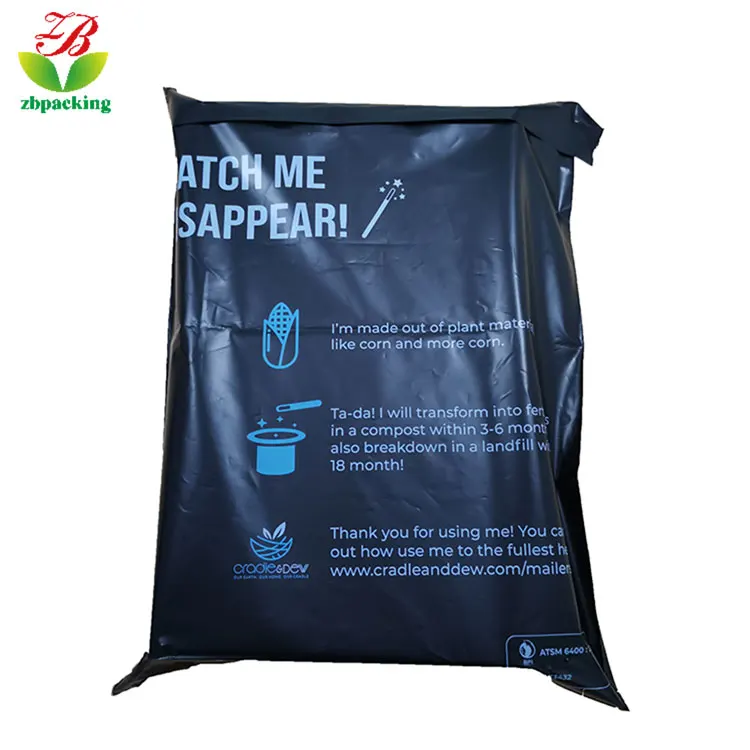 PLA+PBAT Customized Bolsas Biodegradables Courier Cornstarch Based Mailing bag 100% Compostable Bags