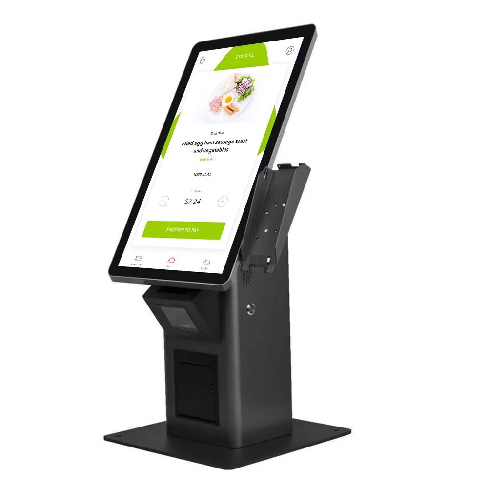 VISIGN standing payment kiosk 18.5 21.5 inch touch screen provided ordering software Printer Scanner NFC self ordering terminal