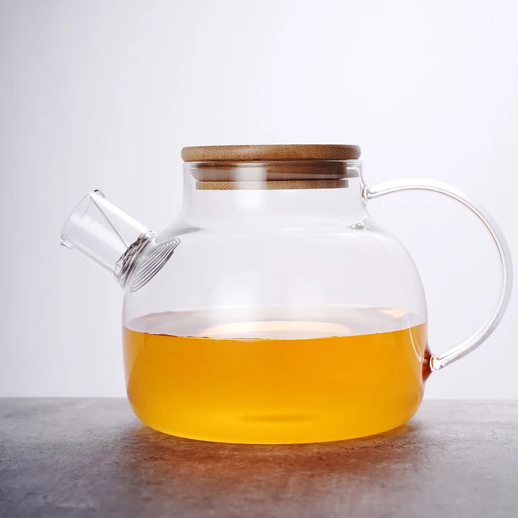 Factory supply Customize High Borosilicate glass water jug with Bamboo Lid