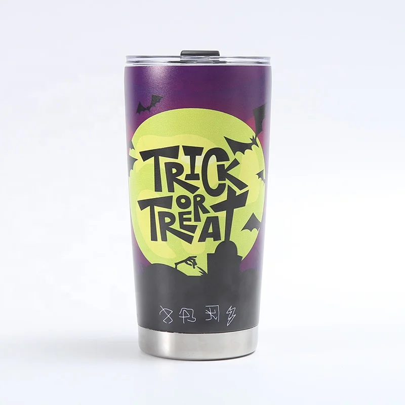 Customized laser engraved Halloween Pumpkin Bat Lantern Castle mug 20oz powder coated tumbler with optional personalization cups