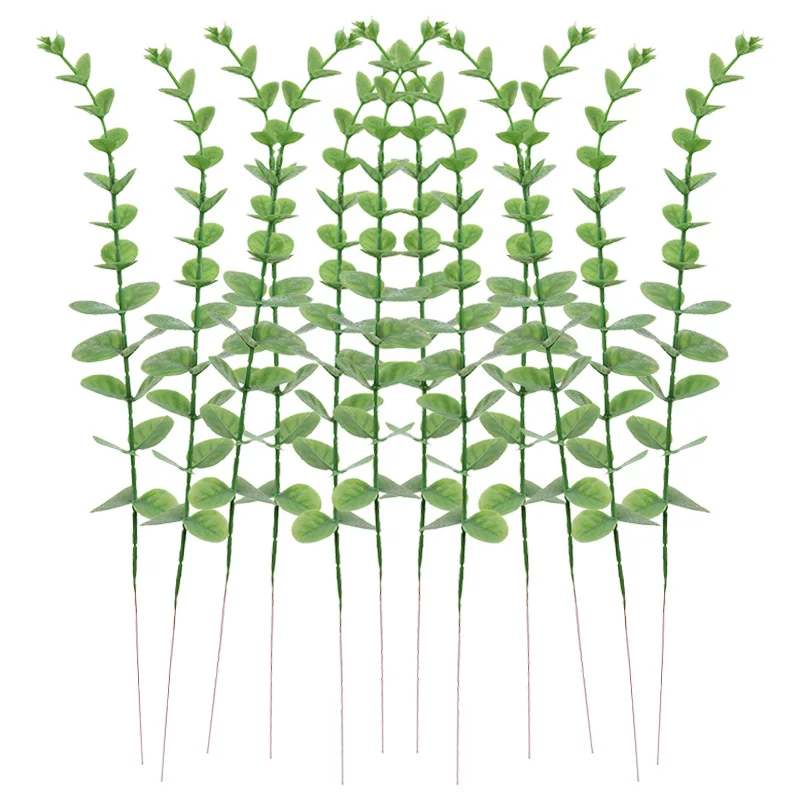 Зеленые пластиковые фикус, консервированные длинные ветки, искусственные листья эвкалипта, украшение для помещений