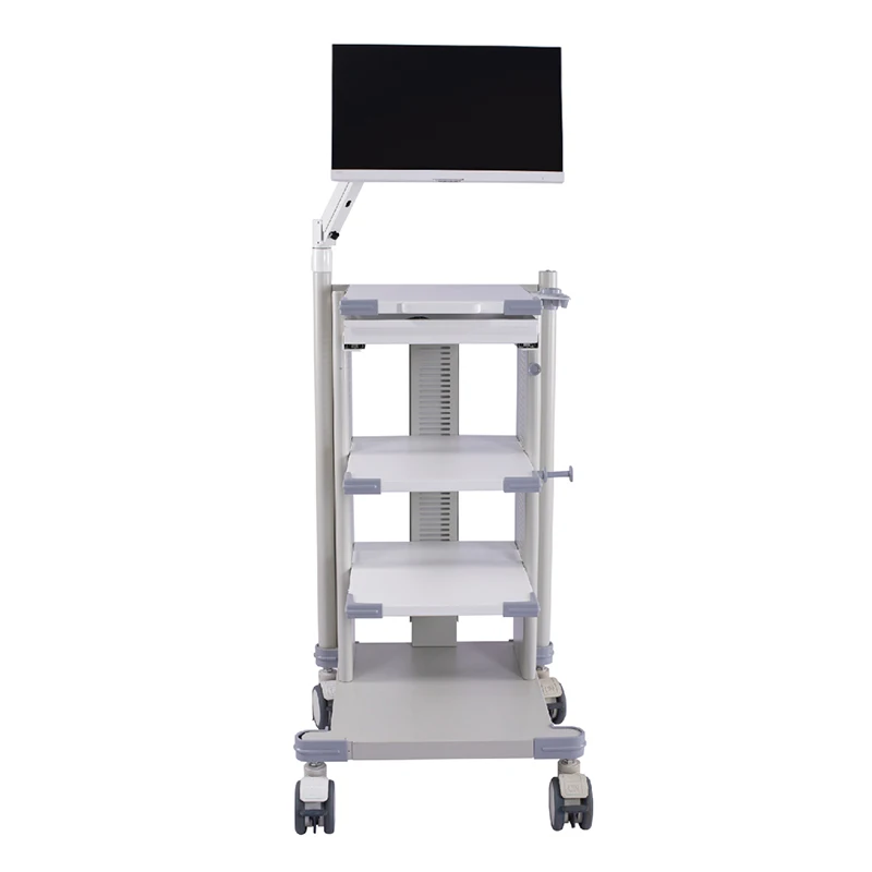 Customizable endoscopic mobile trolley with 4 height adjusted layers for hospital