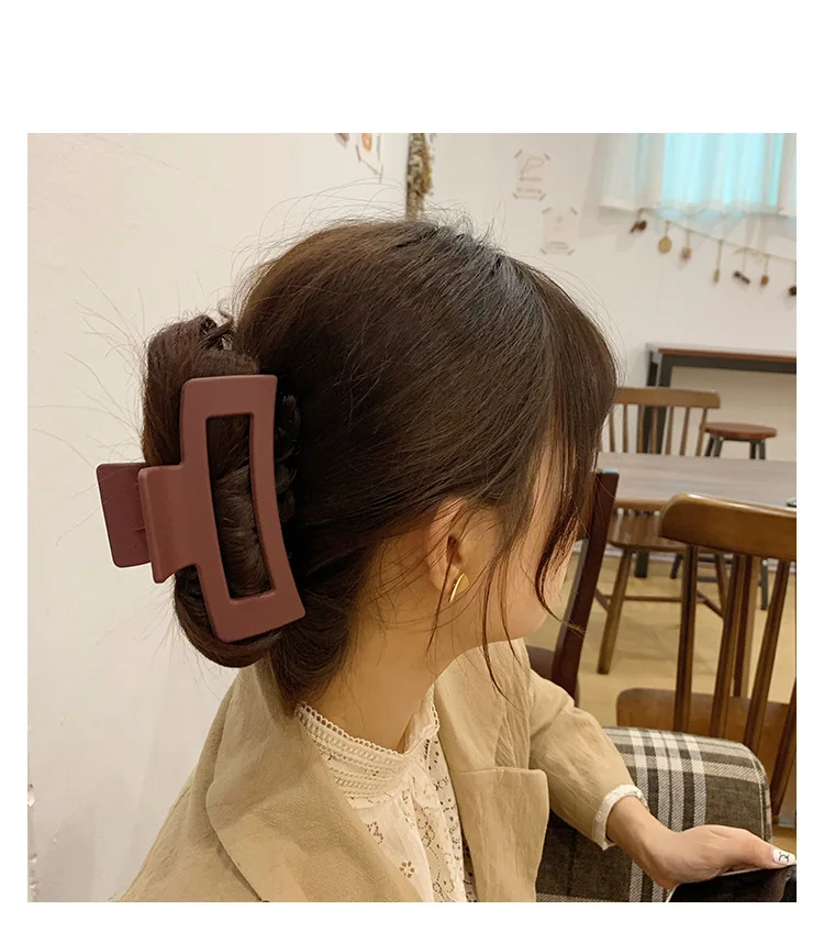 Candy Color Square Large Retro Frosted Matte Acrylic Hair Claw Clip Strong Hold Hair Jaw Clips Accessories For Thick Hair