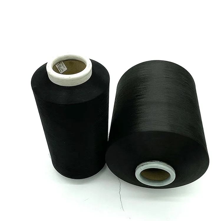  Black polyester dope dyed black yarn 75D36F twisted warp in